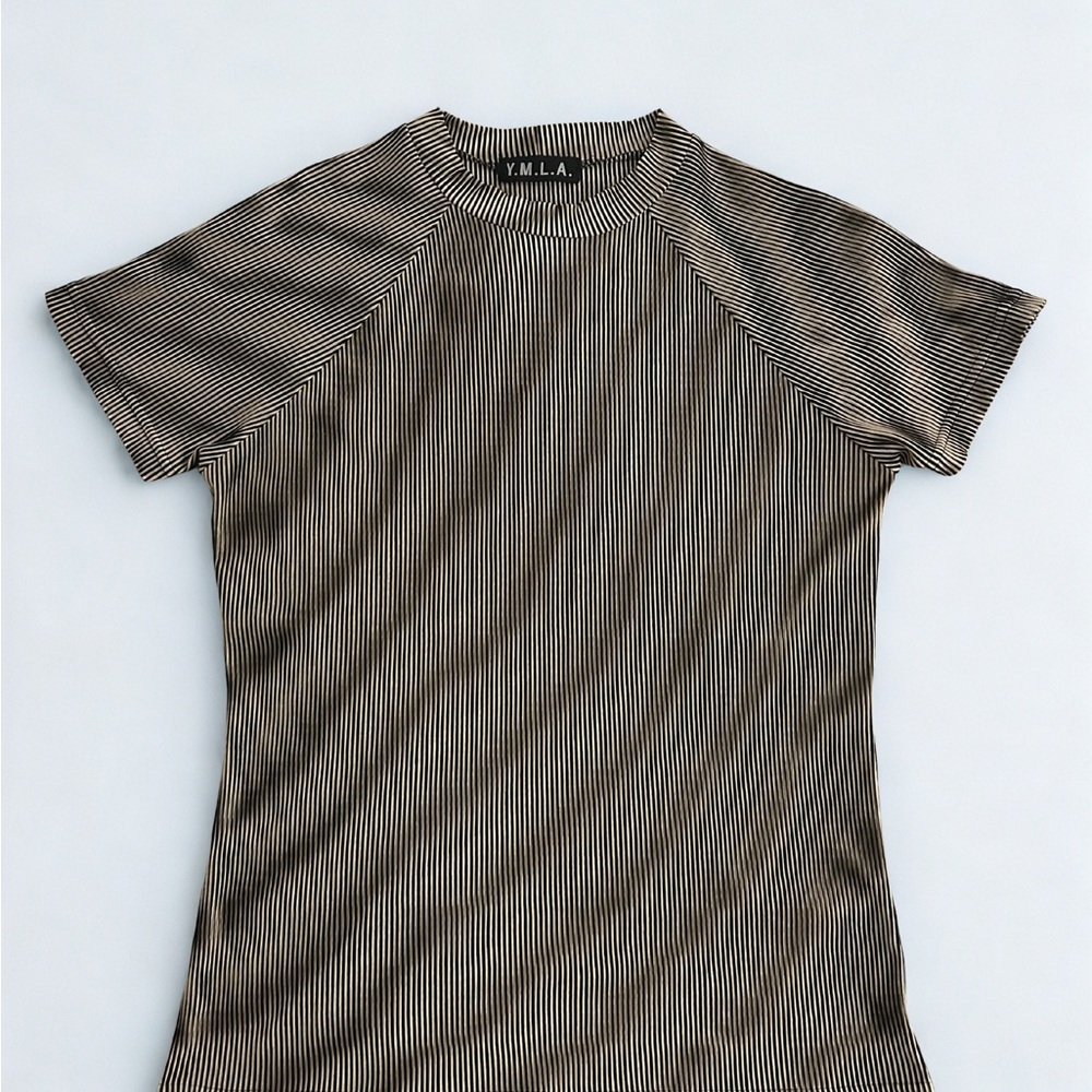 Y.M.L.A Black and Gold Shiny Striped Men’s Top (preowned)